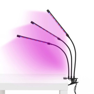 Lampa do wzrostu roślin z 3 panelami LED do doświetlania, uprawy z timerem, klipsem, usb