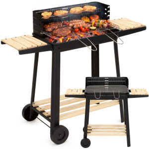 Grill węglowy z regulacją wysokości, grill ogrodowy z widelcami i rusztem, przenośny