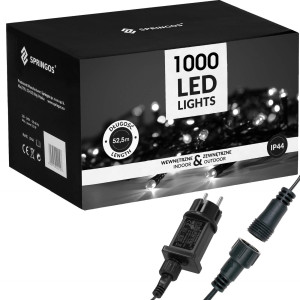 Lampki choinkowe 50m zimny biały 1000 led oświetlenie świąteczne IP44