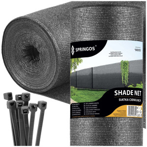 Siatka cieniująca 95% 1,5 x 10 m osłona na ogrodzenie 185g/m2 100 szt. opasek jasny antracyt