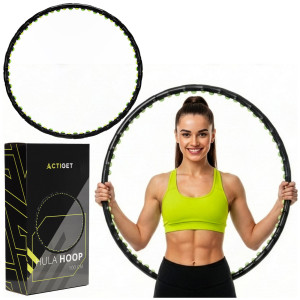 Hula hop z wypustkami masującymi, składane 88 cm obręcz do ćwiczeń cardio, czarno-zielone