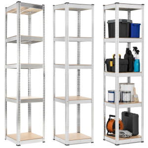 Regał magazynowy, metalowy 180x40x40 cm 5 półek, udźwig 500 kg do garażu, piwnicy