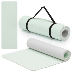 Mata do jogi, ćwiczeń fitness antypoślizgowa 183x61 cm materac do pilates, miętowy