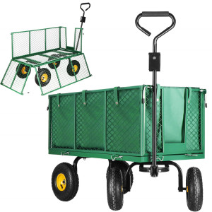 Wózek transportowy ogrodowy przyczepka metalowa 400 kg zielona