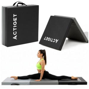 Mata treningowa, gimnastyczna 180x60x5,5 cm materac składany do ćwiczeń, czarno-szary
