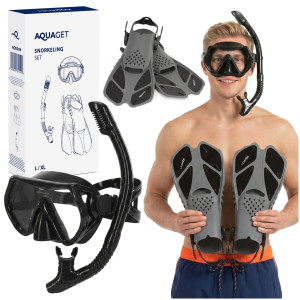 Komplet do snorkelingu płetwy 42-47 regulowane, maska do nurkowania AntiFog i rurka DryTop