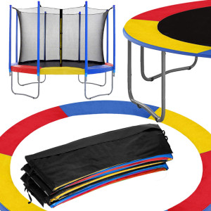 Siatka do trampoliny wewnętrzna z osłoną na sprężyny 300/305/312 cm 10 FT 8 słupków multikolor