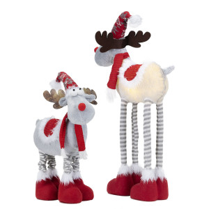 Świąteczny renifer z teleskopowymi nóżkami, ozdoba na święta figurka bożonarodzeniowa