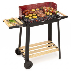 Grill na węgiel, mobilny grill z regulowanym rusztem do ogrodu i na działkę