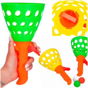 Catch ball - rzuć i złap piłkę, gra zręcznościowa 2 koszyczki z wyrzutnią, 3 piłeczki