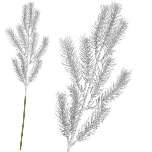 Gałązka świąteczna ozdoba do stroika srebrna 47 cm