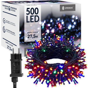 Lampki choinkowe 27,5 m multikolor 500 LED oświetlenie świąteczne IP44 z programatorem