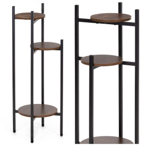 Stojak na kwiaty 81 cm kwietnik metalowy z 3 półkami loft wielopoziomowy do salonu