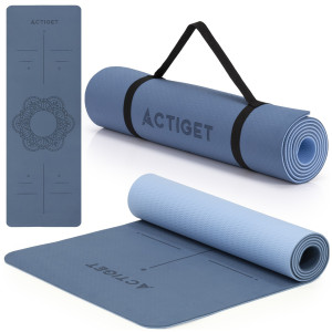 Mata do ćwiczeń antypoślizgowa 183x61 cm TPU do jogi, fitness z uchwytem niebieska