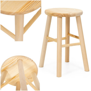 Taboret drewniany okrągły, krzesło 44 cm stołek kuchenny, pomocniczy