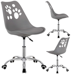 Krzesło obrotowe biurowe ergonomiczny fotel na kółkach dla dzieci szary