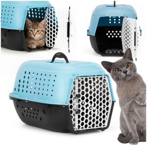 Transporter dla kota psa królika do 7 kg 48x33x27 cm niebiesko-czarny
