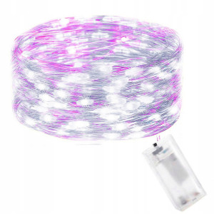 Lampki choinkowe 100 LED zimny+różowy