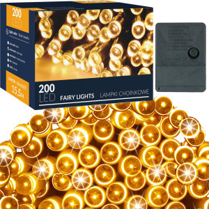 Lampki świąteczne 200 Led ciepły biały 15,5 m oświetlenie choinkowe