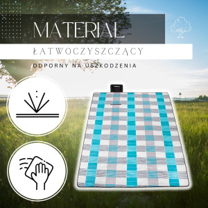 Koc piknikowy plażowy w kratkę 200x240 cm mata
