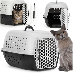 Transporter dla kota psa królika do 7 kg klatka transportowa 48x33x27 cm szaro-czarna