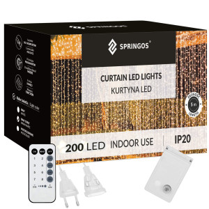 Kurtyna świetlna 200 led lampki choinkowe sople girlanda świetlna biały ciepły