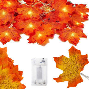 Girlanda świetlna liście klonu jesień łańcuch na baterie 20 LED