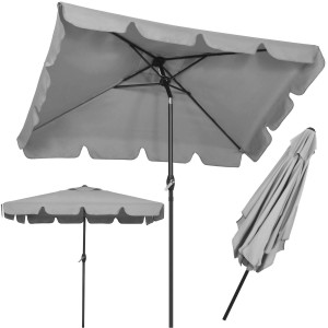 Parasol na taras i balkon 240 cm na korbkę ogrodowy składany jasnoszary