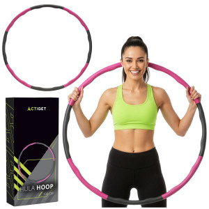 Hula hop fitness, składane 88 cm pianka NBR szaro-różowe