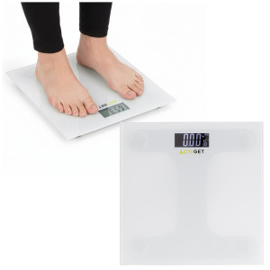 Waga łazienkowa, domowa do 150 kg elektroniczna, ze szkła hartowanego, biała