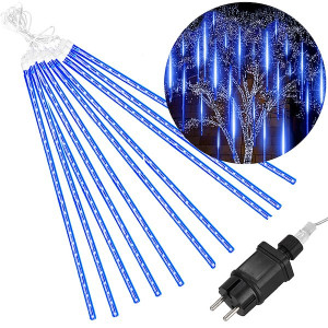 Lampki choinkowe 10 szt. sople 480 Led padający śnieg meteory zewnętrzne niebieskie
