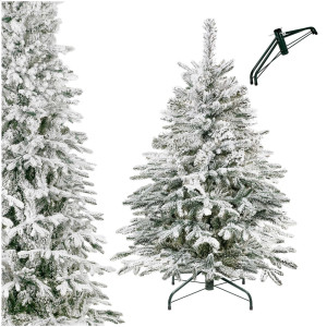 Choinka sztuczna premium 120 cm świerk kaukaski śnieżony jak żywy, nowoczesny, ze stojakiem