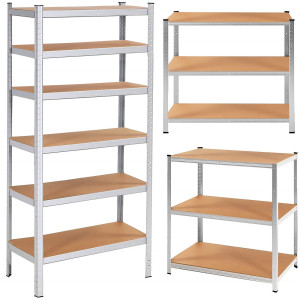 Regały metalowe magazynowe 2 szt. z 225x110x50 cm 900 kg 6 półek do garażu, piwnicy