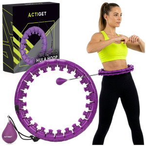 Hula hop cardio, fitness składane z obciążeniem i wypustkami masującymi, fioletowe