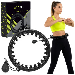 Hula hop cardio, fitness składane z obciążeniem i wypustkami masującymi, czarne