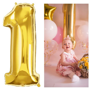 Balon foliowy cyfra 1 na urodziny 40 cm złoty