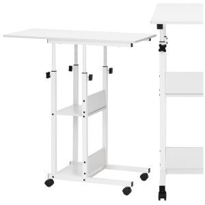Stolik kawowy na kółkach z regulacją 76-86 cm biurko mobilne pod laptopa białe