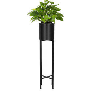Stojak na kwiaty 74 cm metalowy czarny kwietnik z doniczką