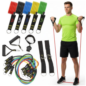Ekspandery oporowe do ćwiczeń zestaw 5 szt. gumy, taśmy fitness, kolorowe