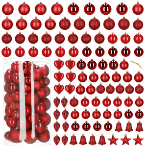 Bombki choinkowe zestaw 100 szt. ozdoby świąteczne do stroika, nietłukące, czerwone