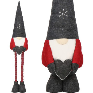 Skrzat świąteczny 80-125 cm z sercem, krasnal na teleskopowych nogach, gnom
