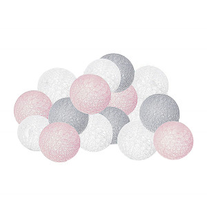 Lampki dekoracyjne cotton balls 10 LED 10 kul różowe szare