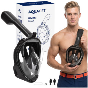 Maska do snorkelingu L/XL pełnotwarzowa do nurkowania z rurką, uchwyt na kamerę, AntiFog