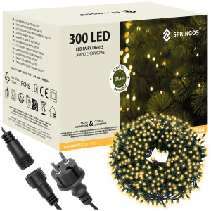 Lampki choinkowe 25,5m biały ciepły 300 led oświetlenie świąteczne IP44