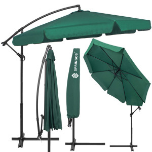 Parasol tarasowy z regulacją kąta nachylenia 350 cm na wysięgniku do ogrodu, na balkon, zielony