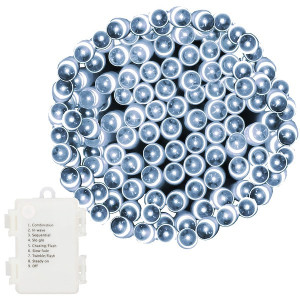 Lampki choinkowe 120 LED na baterię, zimny biały, 8-stopniowy programator