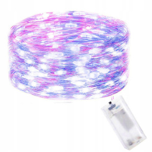 Lampki choinkowe 20 LED druciki mikro na baterie różowe niebieskie
