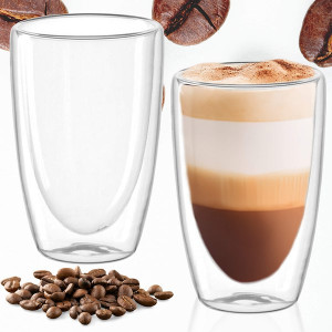 Szklanki z podwójnym dnem 2 szt. na kawę herbatę 450ml termiczne