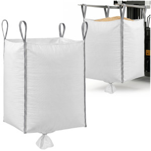 Worek Big bag na gruz z lejem 1000 kg wytrzymały 160x90x90 cm kontener z uchwytami biały