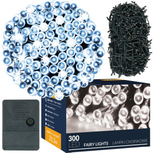 Lampki świąteczne 300 led zimny biały 22,5 m oświetlenie choinkowe